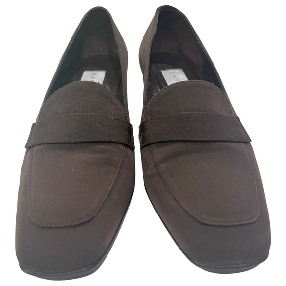 Vintage Chocolate Brown Bandolino Spainish Square Toe Slip Loafers Chunky Heel - Picture 2 of 7